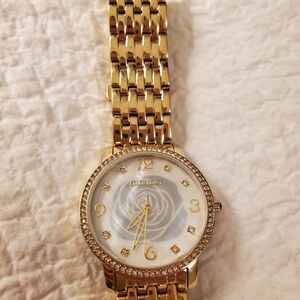 Ellen Tracy Gold-tone Watch with Crystal Bezel